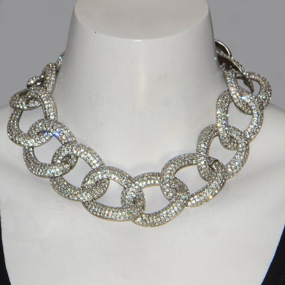 Jennifer Behr Silver-tone Crystal Link Necklace